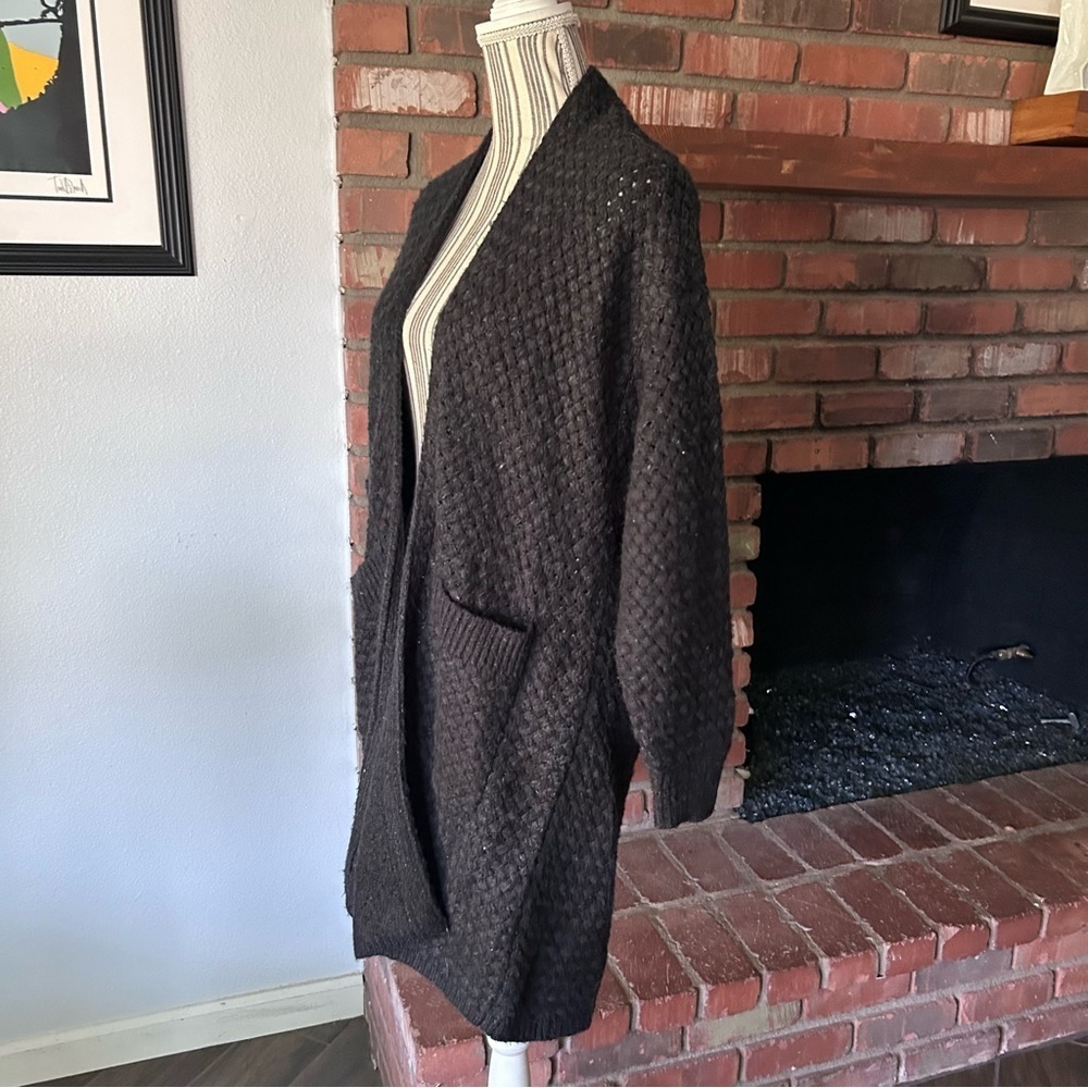 Anthropologie Honeycomb Cardigan Duster in Black Sz S - Picture 3 of 7